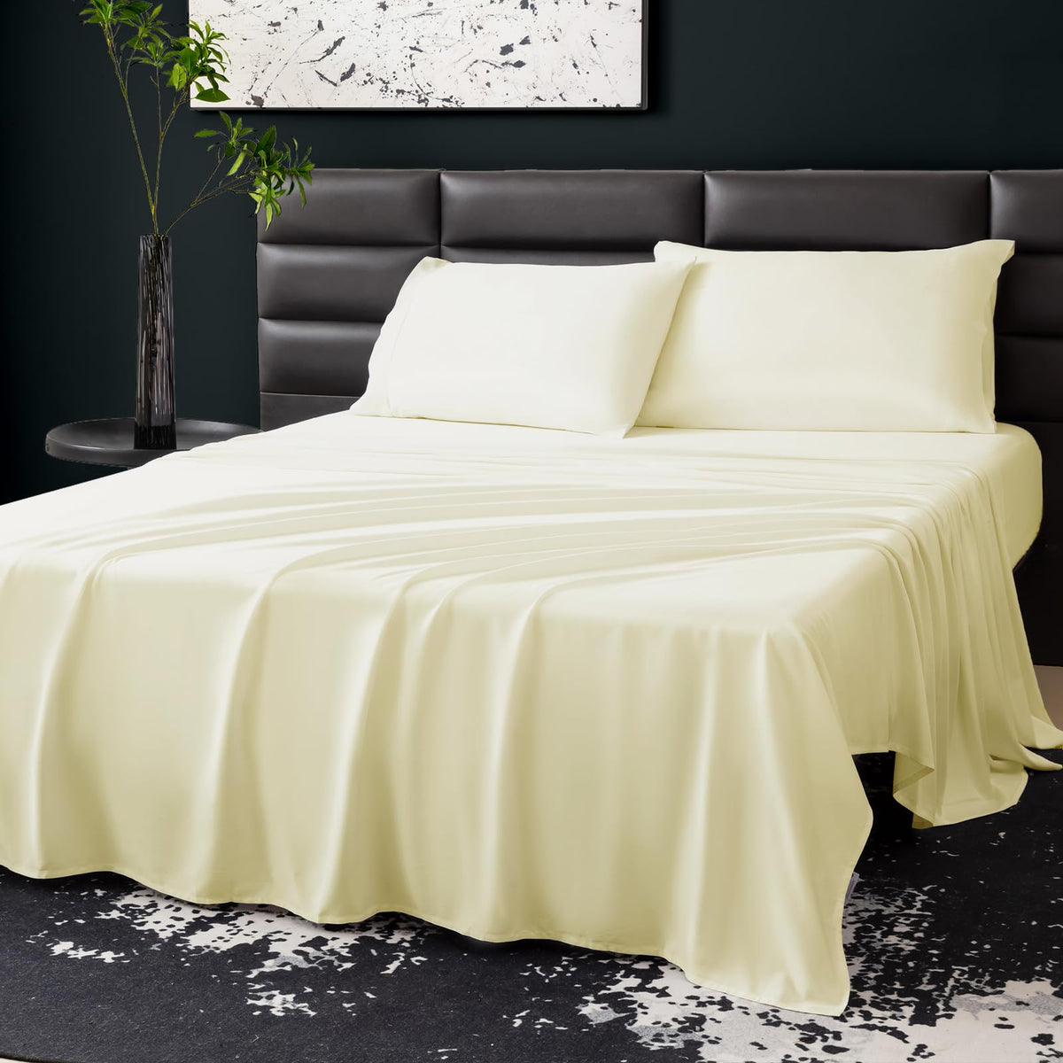 Silkwings King Bed Sheet Set -Genuine 100% Organic Viscose Derived From Bamboo, Luxuriously Soft & Cooling, Deep Pocket 16' Hot