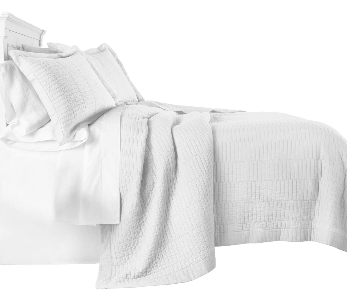 Chezmoi Collection Yuma 3-Piece Modern Stitched Pattern 100%-Cotton Pre-Washed Soft-Finished Quilt Set (King, White)