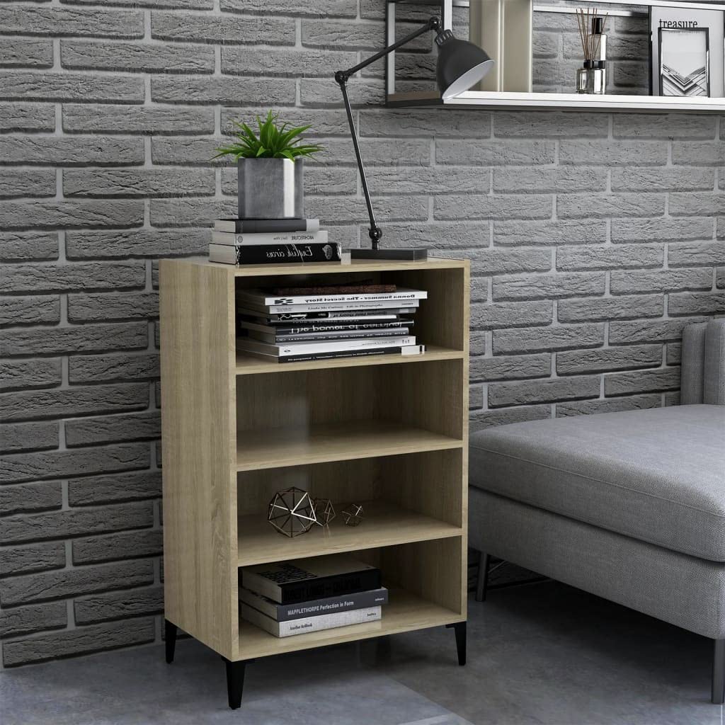 vidaXL Sideboard Book Storage Cabinet Side Tables Home Bedside Bedroom Furniture Living Room Furniture White and Sonoma Oak Engineered Wood