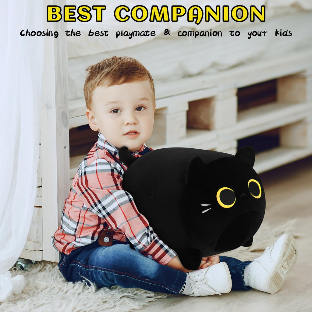Black Cat Plush Stuffed Animal-11.8' Black Cat Plush Toy, Black Cat Plush Pillow, Cute Soft Plush Cat Plushie Stuffed Cat Toys,