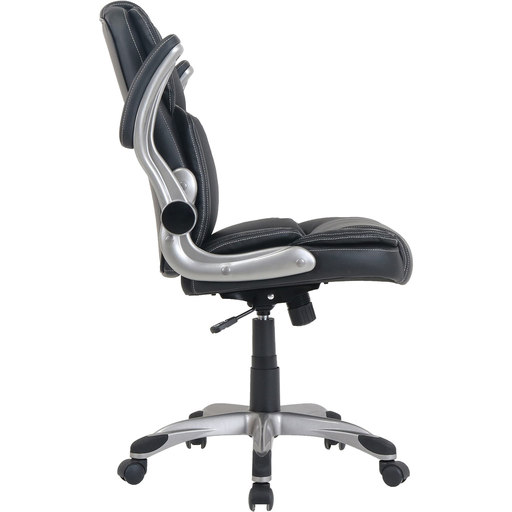 Lorell LYS Soho Flip Armrest Mid-Back Leather Chair