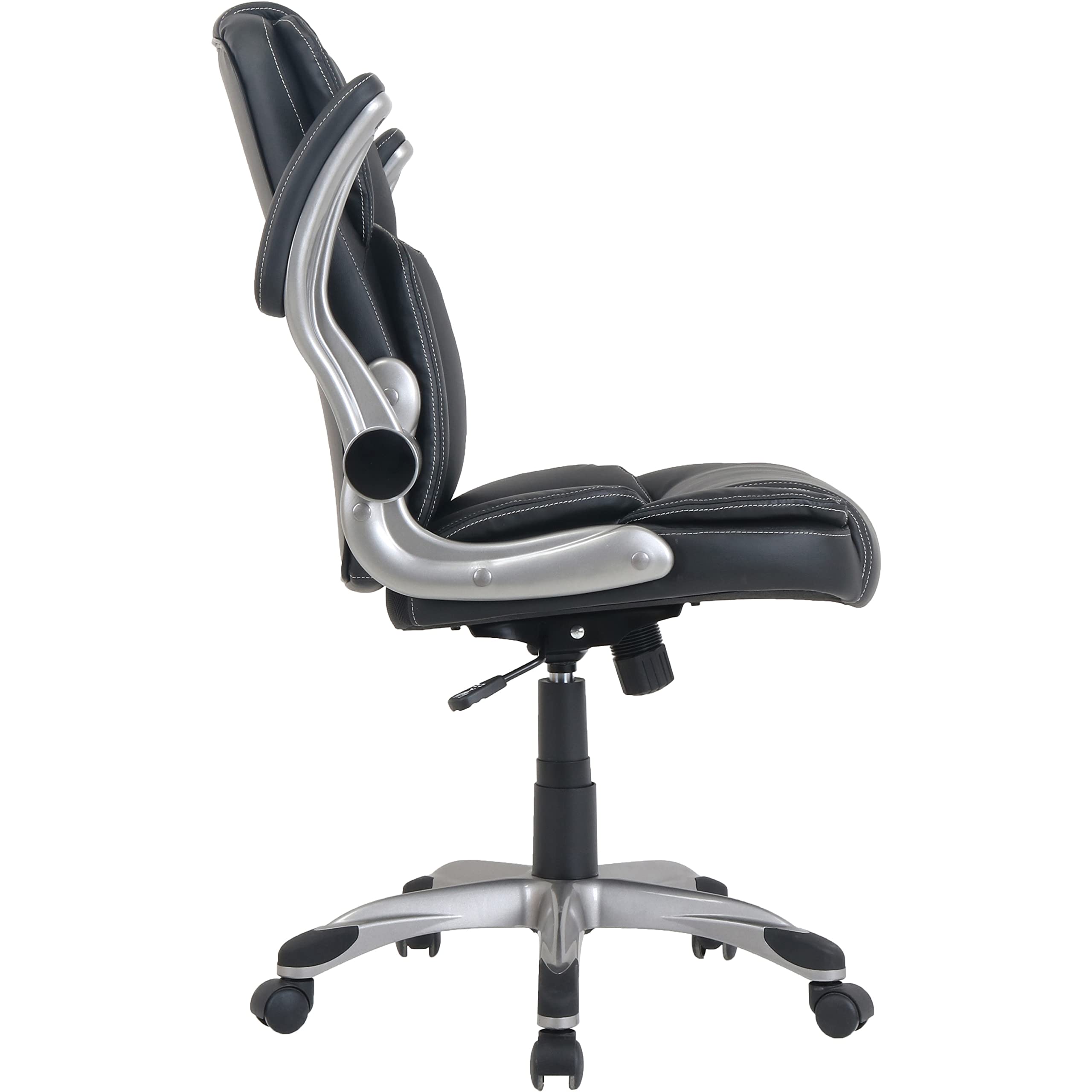 Lorell LYS Soho Flip Armrest Mid-Back Leather Chair