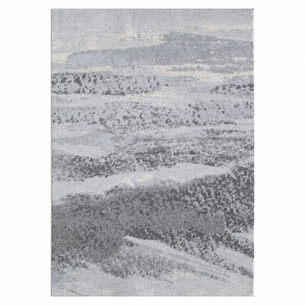 HomeRoots Blue/Grey Heat-Set Polypropelene 10’ x 13’ Blue Gray Abstract Mist Modern Area Rug