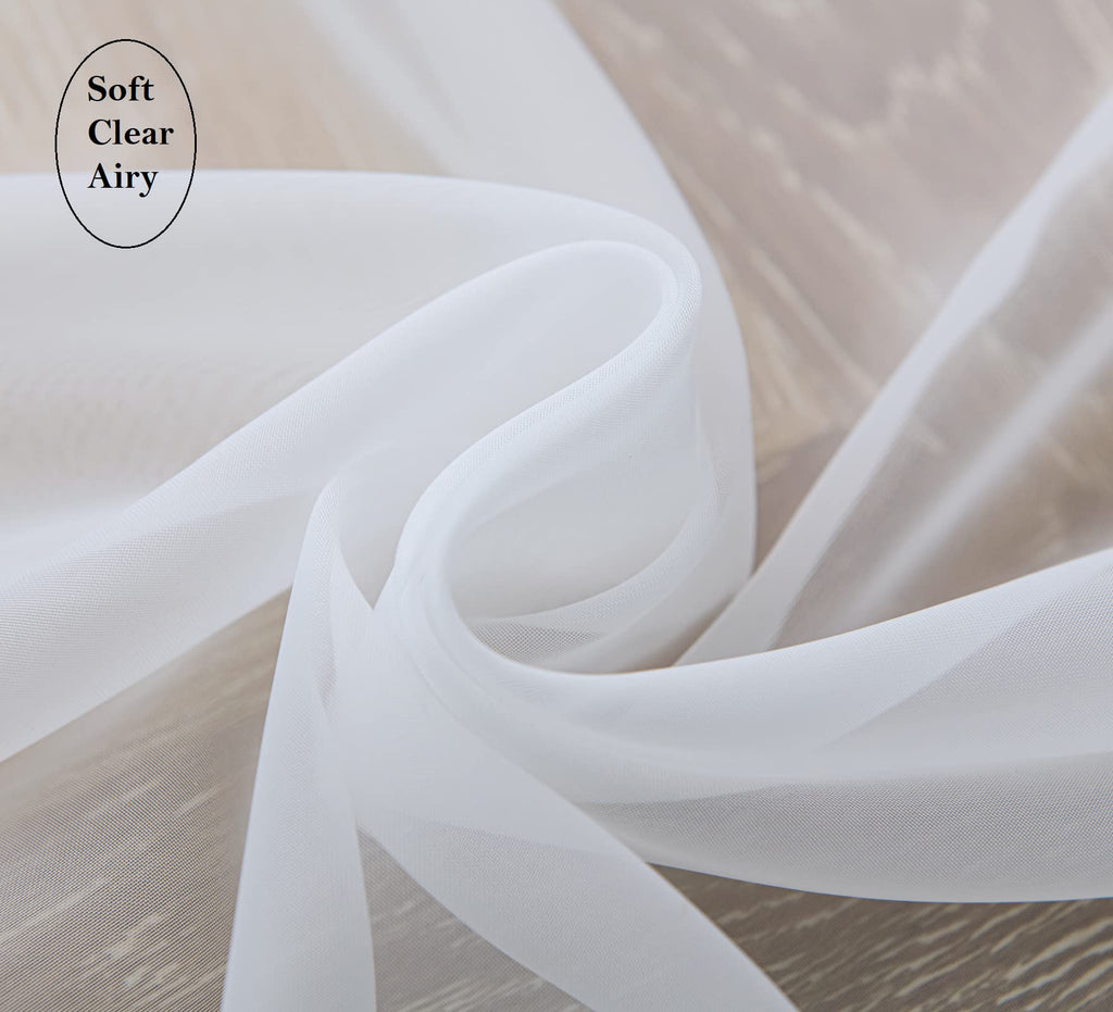Pi Sheer White Curtains 84 Inches Length,Grommet Top Voile Textured Window Treatment For Bedroom/Living Room 2 Panels(W42Xl84,White)