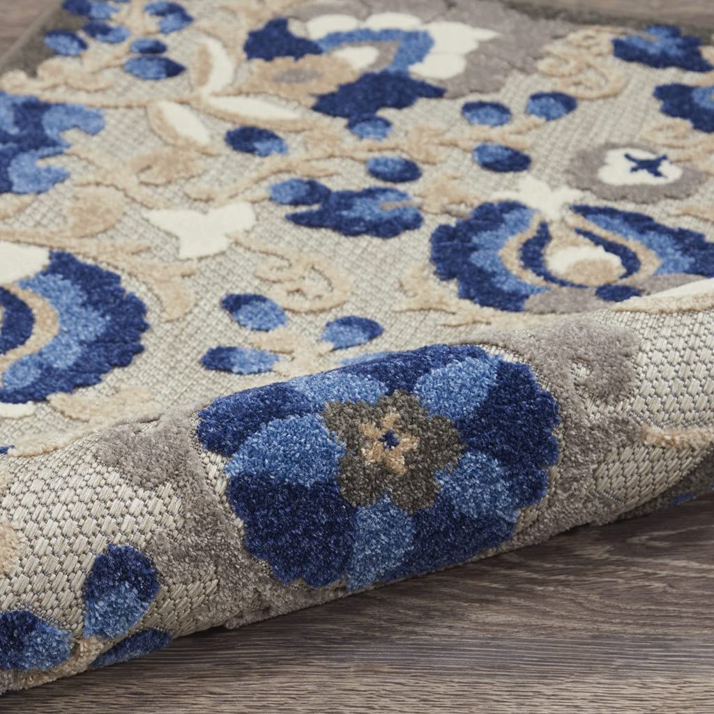 HomeRoots Natural/Blue 100% Polypropylene 3’ x 4’ Natural and Blue Indoor Outdoor Area Rug