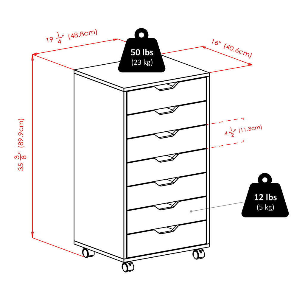 Winsome 7-Drawer Composite Wood Halifax Cabinet, Black, (20792)