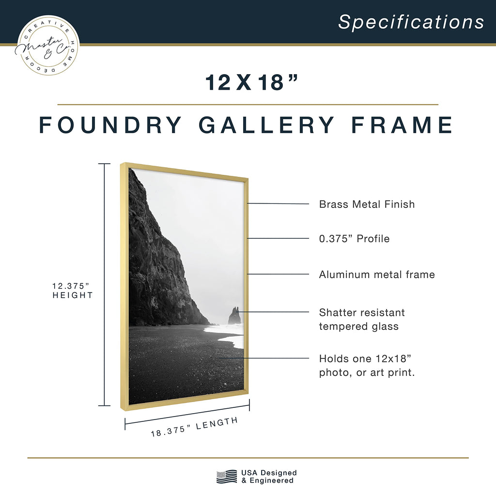 Mcs Master & Co. Foundry Metal Gallery Wall Frame, Brass, 12X18 Inch