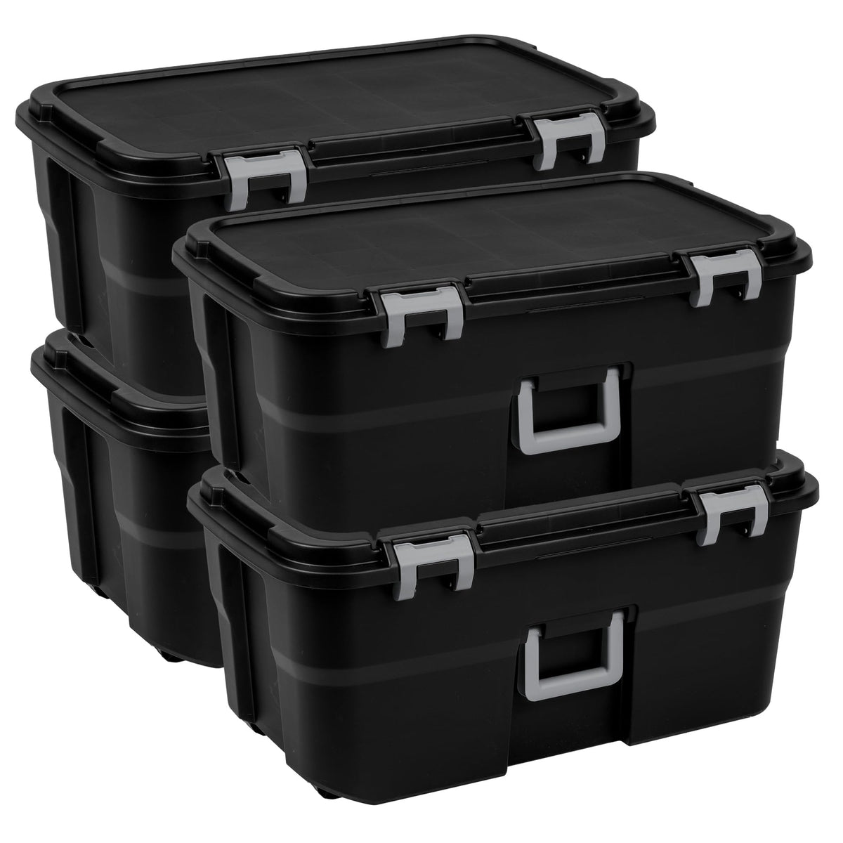Sterilite Wheeled Footlocker Utility Container with Lids, 22 Gallon, 4Pack