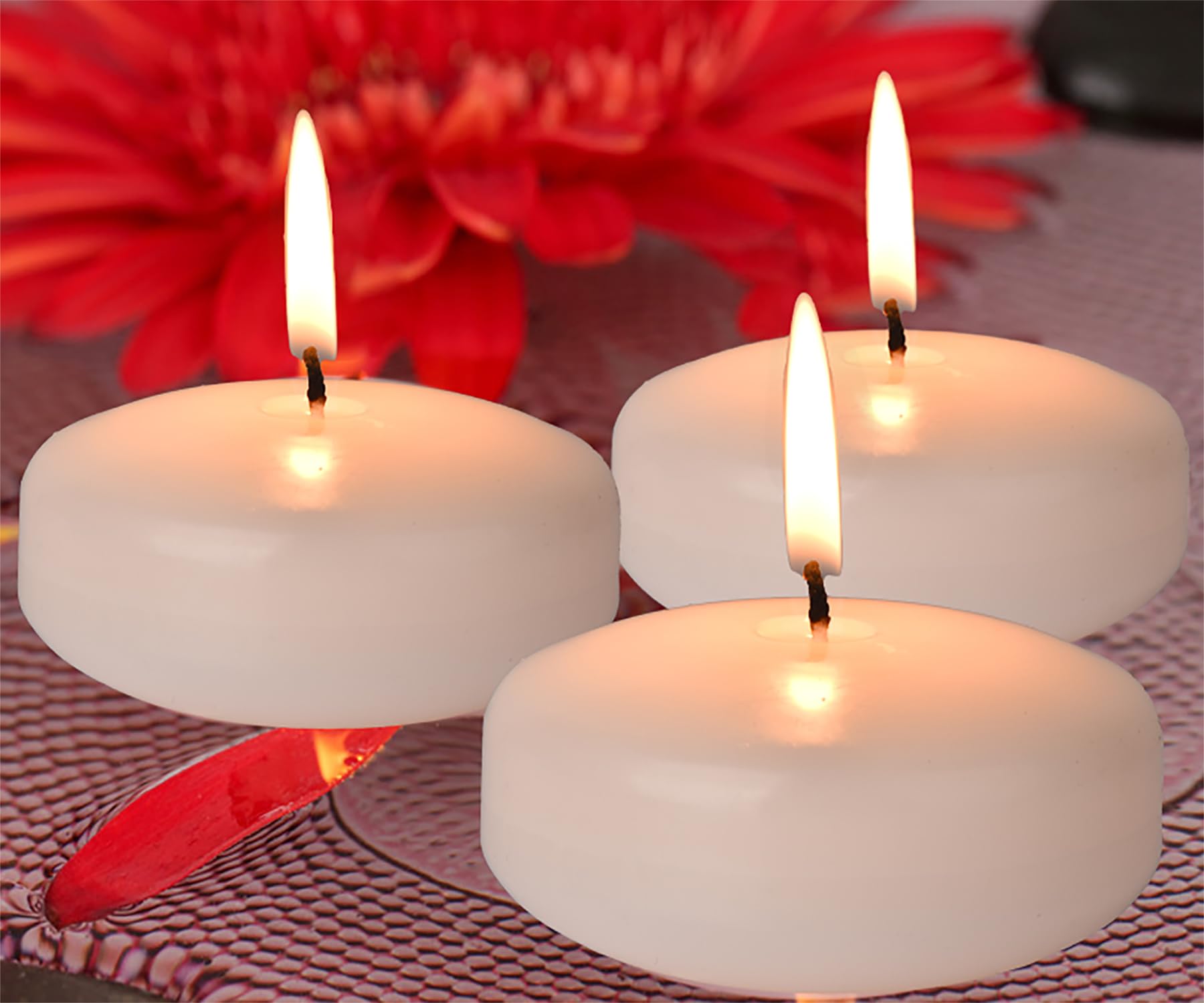 3inch White Floating Candles, 12PACK 13-15Hours Unscented Dripless Wax for Cylinder Vases, Centerpieces at Wedding, Birthday,Par