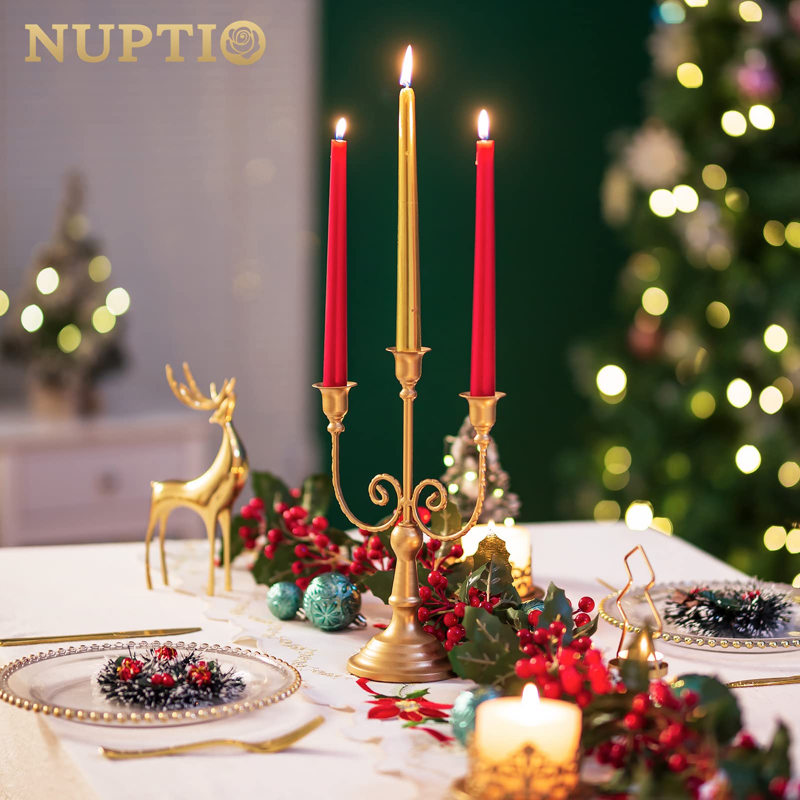Nuptio Candlestick Holders Candelabras Gold Candle Stick Stands 2 Pcs Metal Candelabra Centerpieces Candlestick Holders For Tape