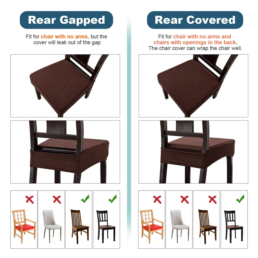 Genina Waterproof Seat Covers For Dining Room Chair Covers Set Of 8, Stretch Jacquard Kitchen Parson Chair Slipcover Protector