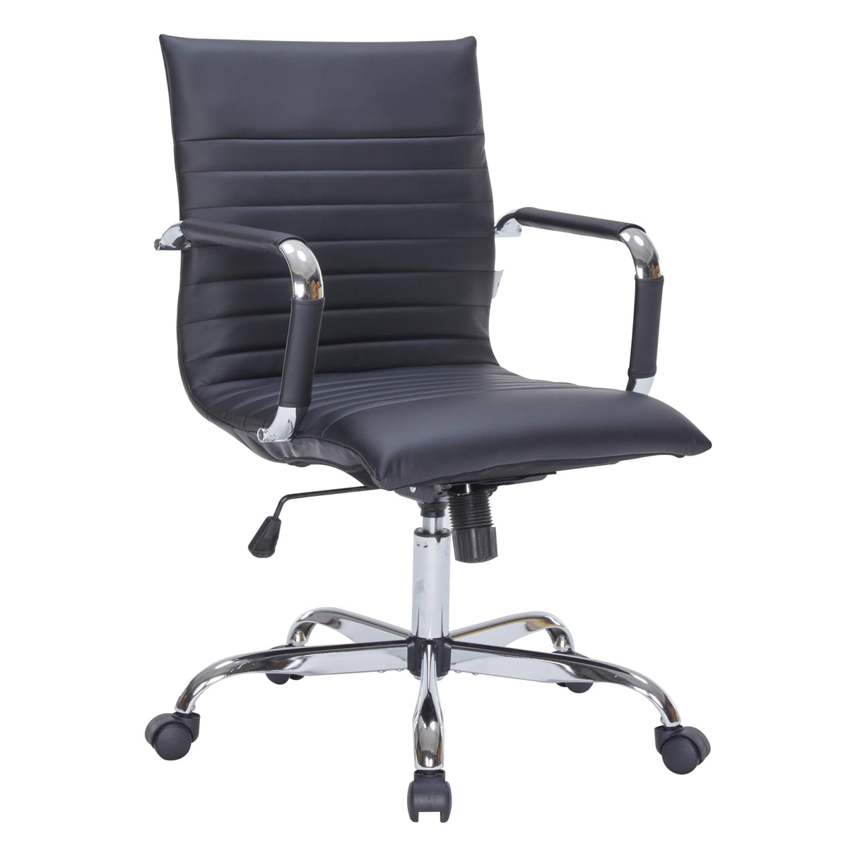 LeisureMod Harris Modern Adjustable Swivel Leather Task Office Chair with Tilt and Ergonomic Design, Black