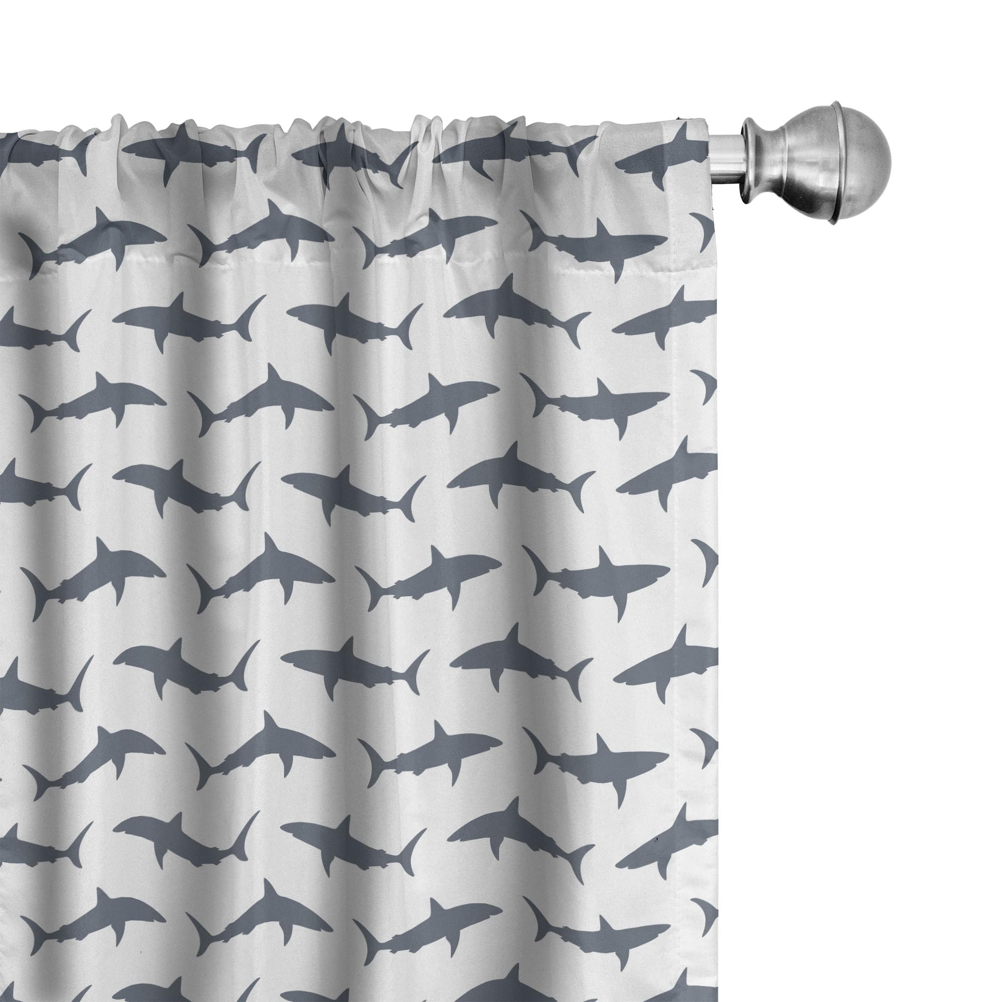 Ambesonne Sea Animals Window Curtains Pack of 2, Sharks Swimming Horizontal Silhouettes Powerful Dangerous Wild Life, Lightweigh