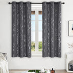 Deconovo Blackout Curtains - Silver Blossoming Branch Print, Thermal Insulated, Noise Reducing, Privacy Drapes For Bedroom & Living Room (42W X 63L Inch, Dark Grey/Silver Tree Branch, 2 Panels)