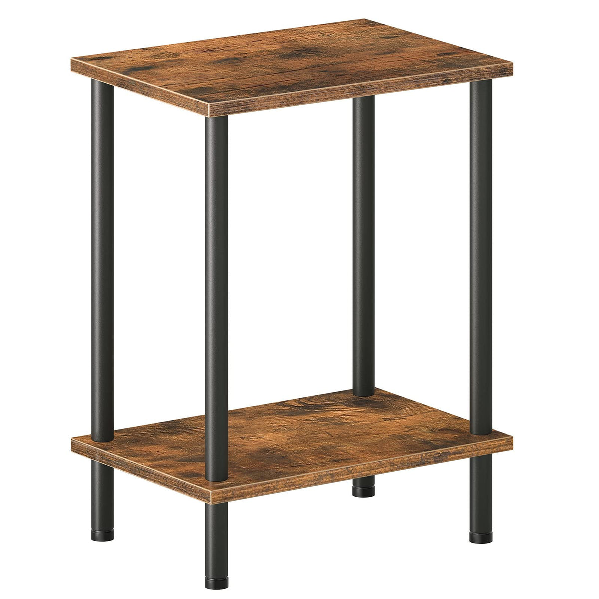 Hoobro End Table, Small Side Table, Nightstand With 2-Layer Storage Shelves, Sofa Table For Small Spaces, Living Room, Bedroom, Stable Frame, Easy Assembly, Rustic Brown Bf09Bz01
