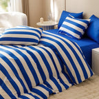 Clothknow Blue White Striped Queen Comforter Set 3Pcs Blue White Bedding Comforter Sets Stripes Comforter Queen Blue Comforter Lightweight Comforter Sets Queen All Season