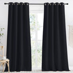 NICETOWN Halloween Black Blackout Long Curtain 96 inch Length, W55 x L96 Inch, 8 Grommets Top, 1 Piece, Thermal Insulated Modern