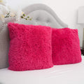 Sweet Home Collection Plush Pillow Faux Fur Soft And Comfy Throw Pillow (Pack Of 2), Hot Pink