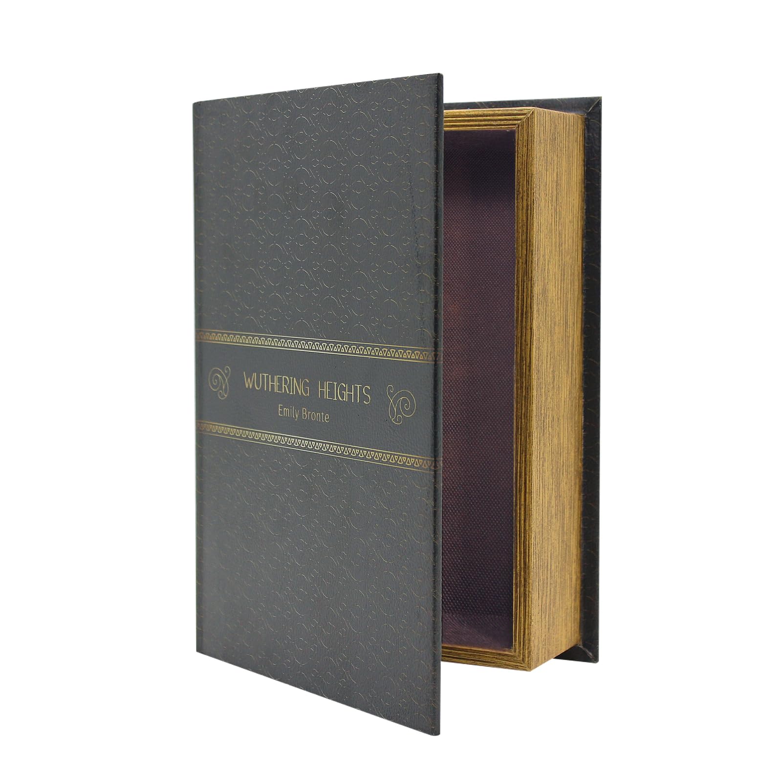 Decorative Book Boxes, Faux Wood with Magnetic cover Storage for Hidden Jewelry, Money, and Cash (Wuthering Heights)