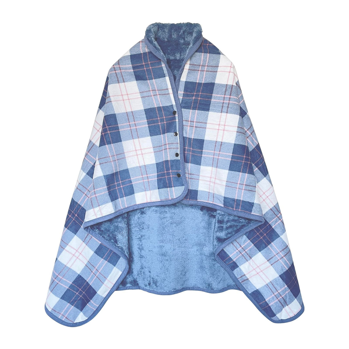 Missmat-Wearable Blanket, Poncho Throw With Buttons, Comfy Plaid Shawl For Office, Bed, Sofa And Outdoors, All Seasons(55' L X