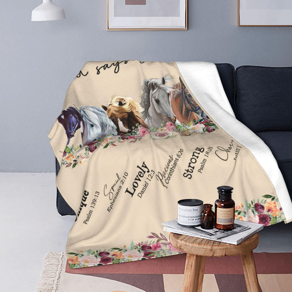 Horse Blanket Horse Decor God Says You Are Throw Blanket Super Warm Soft Plush Lightweight Fleece Flannel Bible Verse Blanket Ho