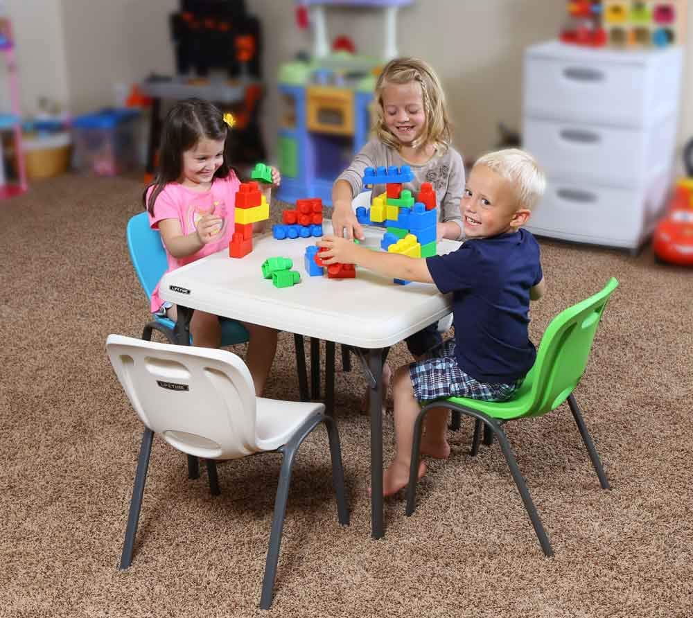 Lifetime 80472 Kids Stacking Chair (4 Pack), Glacier Blue