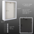 Shadow Box Frame 8X10 With Linen Back, Pine Wooden Frame With Hd Glass Shadowbox Display Case For Wall And Tabletop, Memory Box