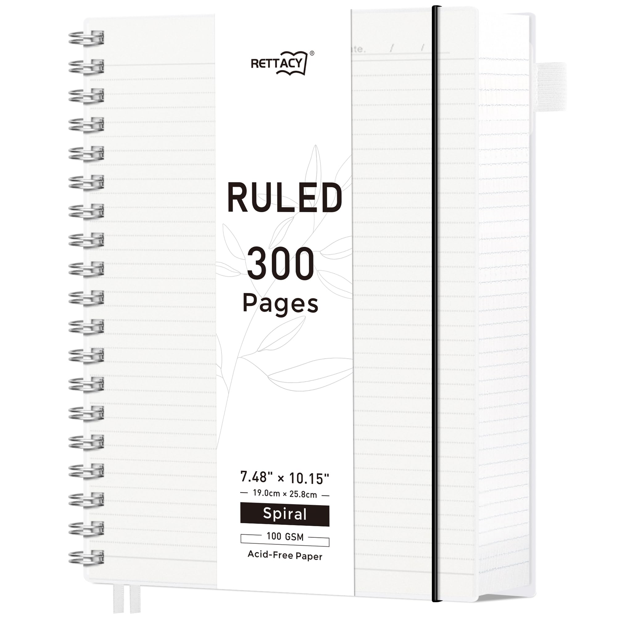 Rettacy Spiral Notebook, B5 College Ruled Notebook With 300 Pages, 7.4'    10', Medium Size, Notebook Journal For School, Work