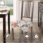 Searchi Stretch Dining Chair Seat Covers Set Of 6, Soft Removable Washable Seat Covers For Dining Chairs, Dining Room Seat Cover Protector (Rear-Covered, Orange Flowers)