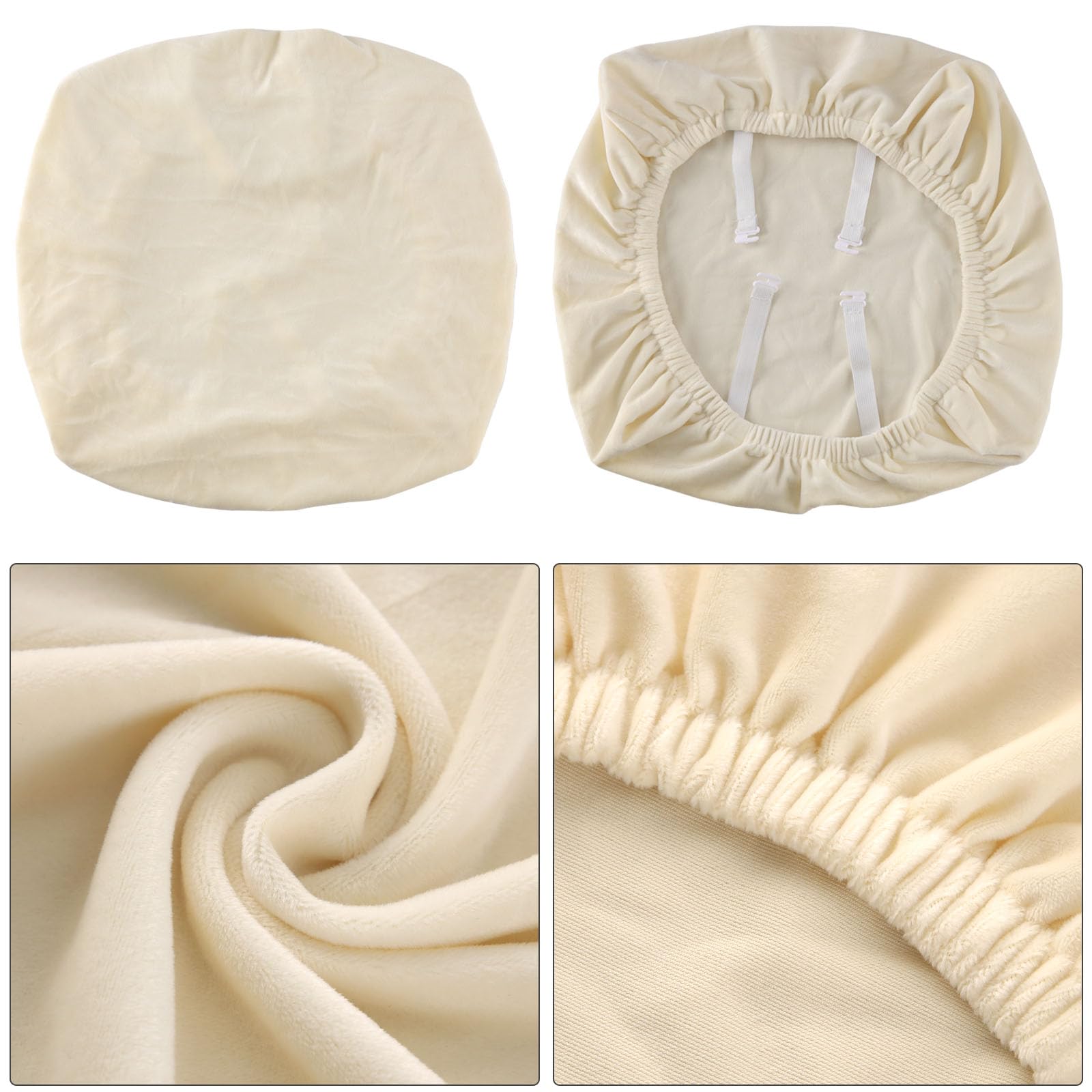 Fuloon Stretch Dining Chair Covers, Velvet Chair Seat Covers Washable Seat Cushion Slipcover Chair Cover Dining Room For Hotel, Ceremony, Banquet Wedding Party (Velvet Beige, 4)