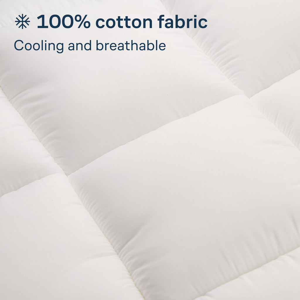 Niagara Cotton Queen Mattress Topper - Pillow Top Mattress Cover Quilted Fitted Cooling Topper For Back Pain Deep Pocket Fits 20
