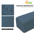 Easy-Going Stretch Ottoman Cover Folding Storage Stool Furniture Protector Soft Rectangle Slipcover With Elastic Bottom (Ottoman Large, Bluestone)