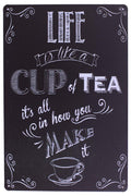 ARTCLUB Enjoy Your Life Metal Plate Sign, LIFE is Like a CUP of TEA Funny Saying Antique Plaque Vintage Poster Kitchen Living Ro