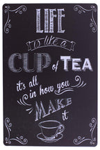ARTCLUB Enjoy Your Life Metal Plate Sign, LIFE is Like a CUP of TEA Funny Saying Antique Plaque Vintage Poster Kitchen Living Ro