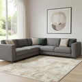 8 X 10 Ivory Gold And Brown Abstract Washable  Area Rug