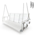 Wooden Porch Swing 3-Seater, High Backrest and Deep Seat, Bench Swing with Cupholders, Hanging Chains and 7mm Springs, Heavy Dut