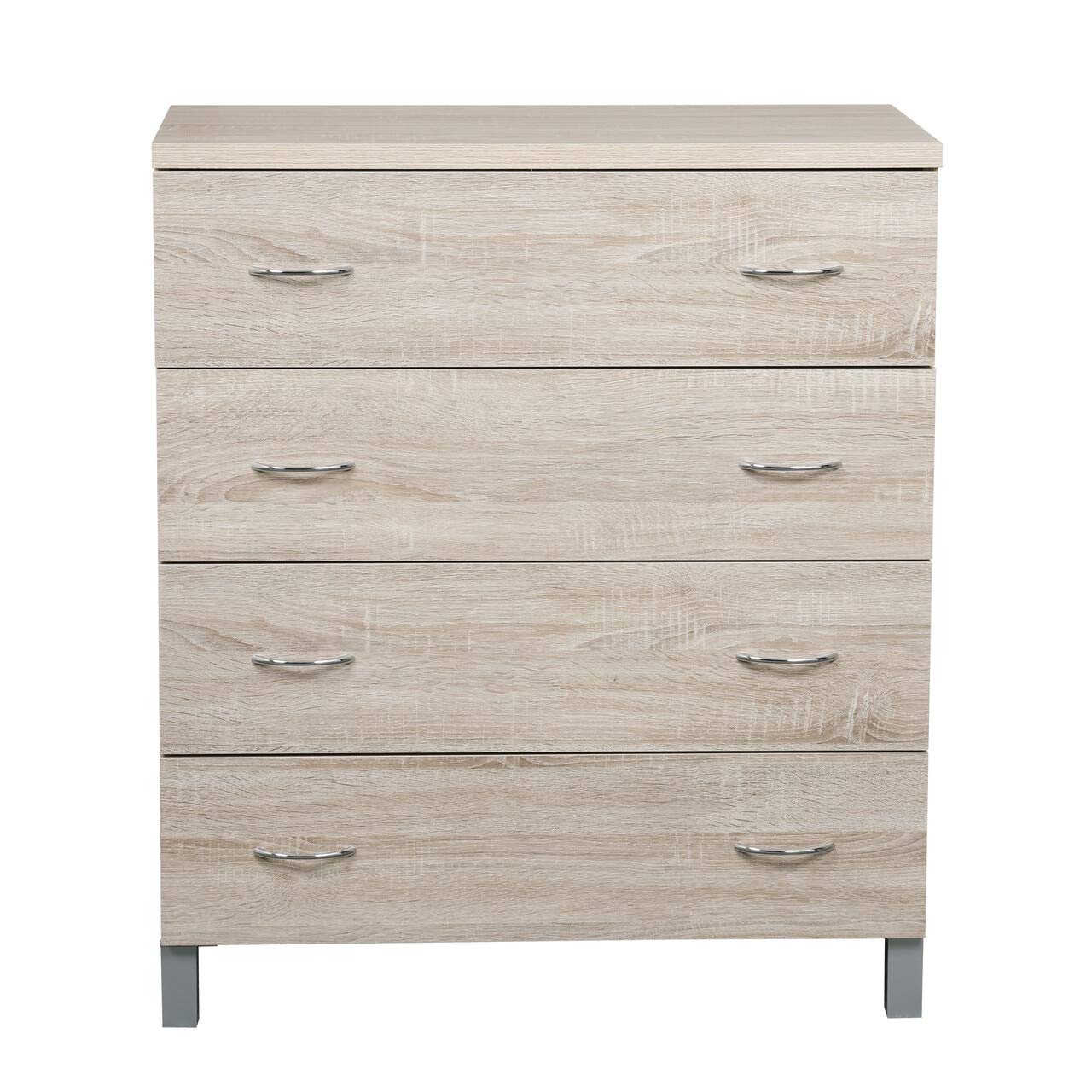 Os Home And Office Furniture Model Four Drawer Chest, Contemporary Crosshatched Sandy Birch Laminate