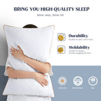 Puredown® Goose Feathers And Polyester Pillows, Premium Medium To Firm Bed Pillows For Sleeping, Luxury Pillows With Downproof Cover, 2 Pack, King Size, 20X36 Inches