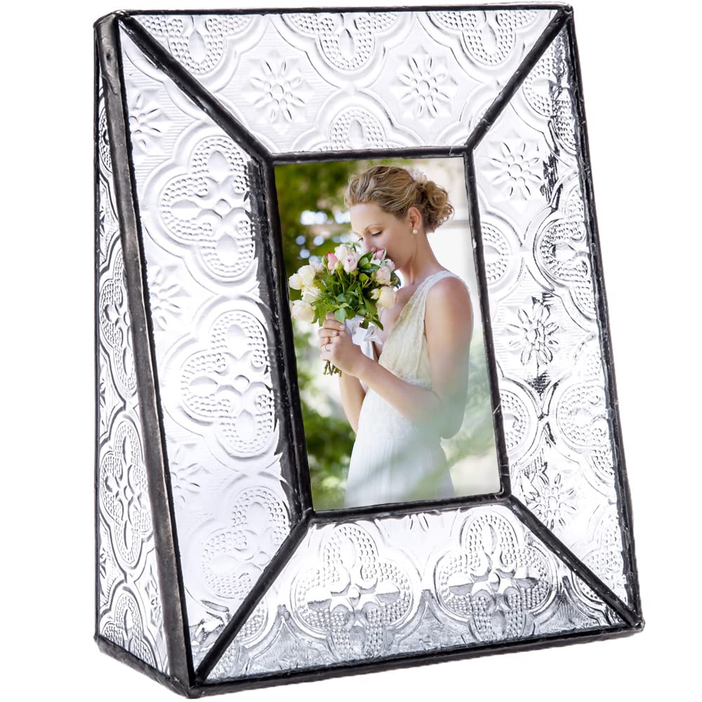 Clear Vintage Glass Picture Frame Small 2x3 Photo Display Desk Accessories Tabletop Home D  cor Family Wedding Anniversary Engag