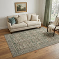 5 X 7 Brown Ivory And Green Floral Medallion Washable Area Rug