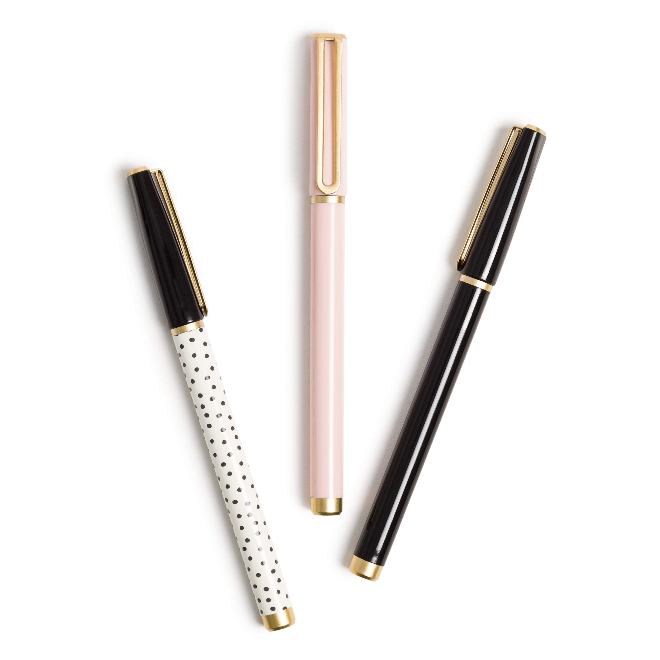 U Brands Catalina Felt Tip Pens, Set Of 12, Stripes And Dots With Gold Details, Medium (0.7 Mm) Point, Black Ink