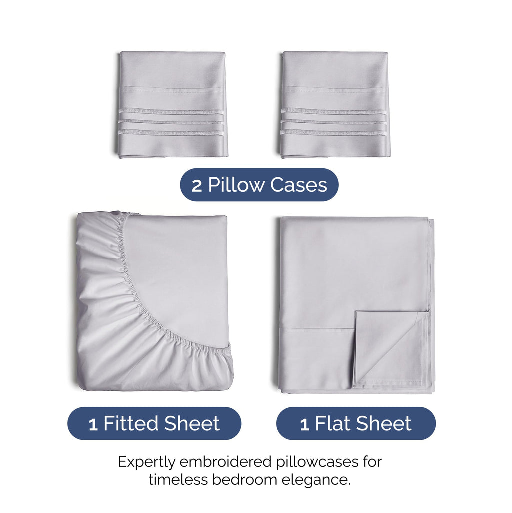Full Size 4 Piece Sheet Set - Extra Soft, Breathable & Cooling Sheets - Hotel Luxury Durable Bed Sheets For Women & Men - Deep Pockets, Easy-Fit & Wrinkle-Free Sheets - Light Lilac Oeko-Tex Bed Sheets