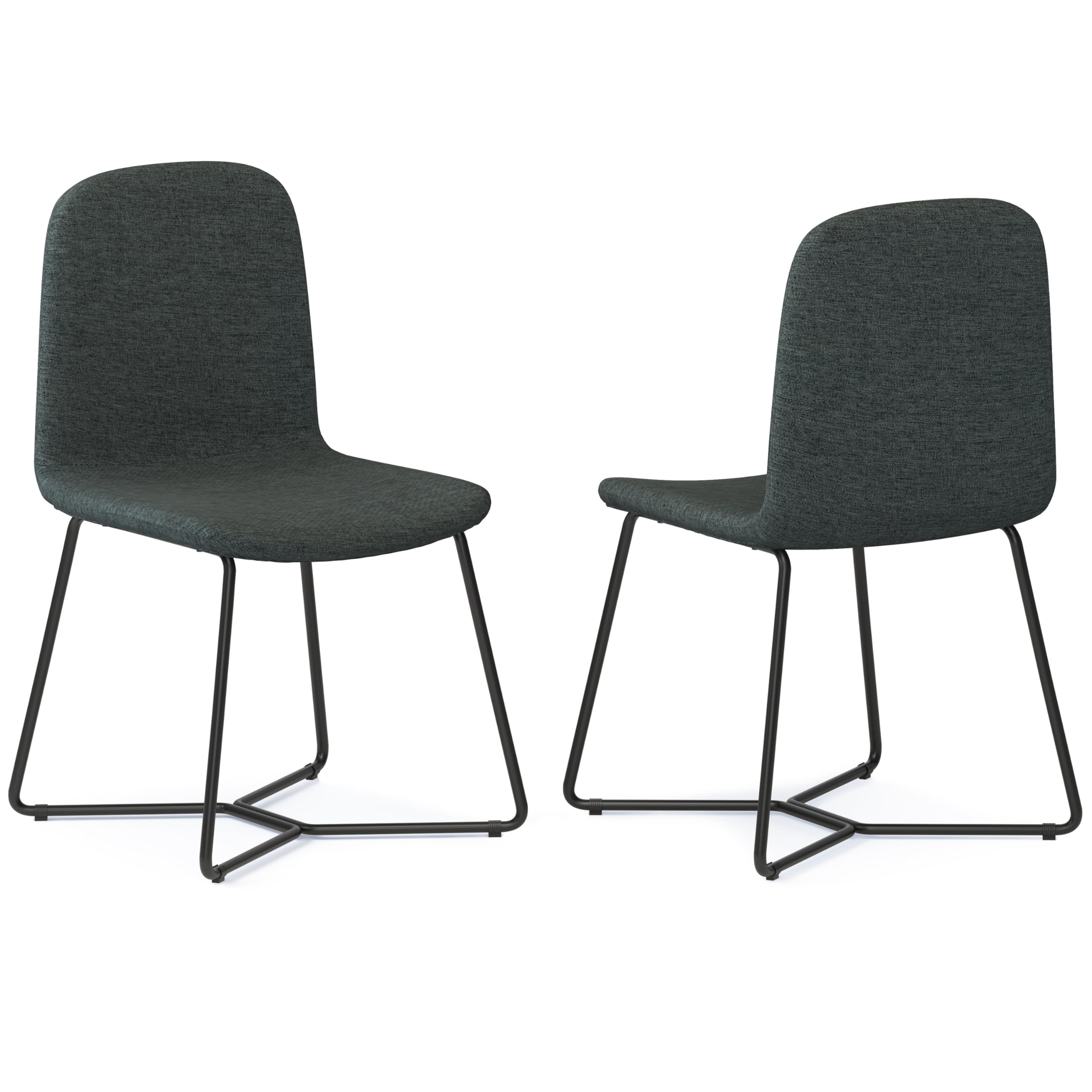 SIMPLIHOME Wilcox Contemporary Dining Chair (Set of 2) in Charcoal Grey Woven Fabric for the Dining Room
