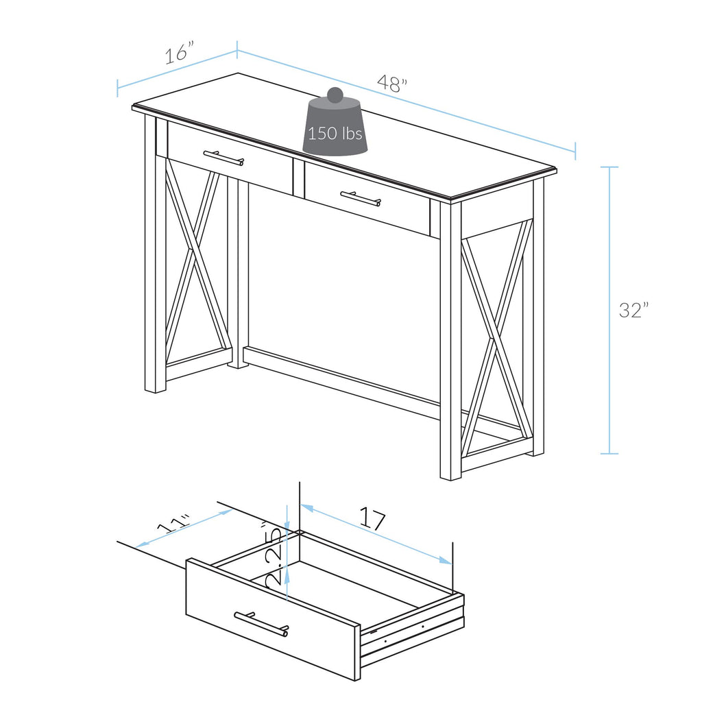 Casual Home Bay View Console Table-Black