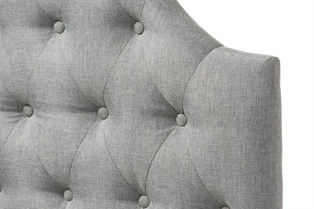 Baxton Studio Morris Modern and Contemporary Grey Fabric Upholstered Button-Tufted Scalloped Twin Size Headboard