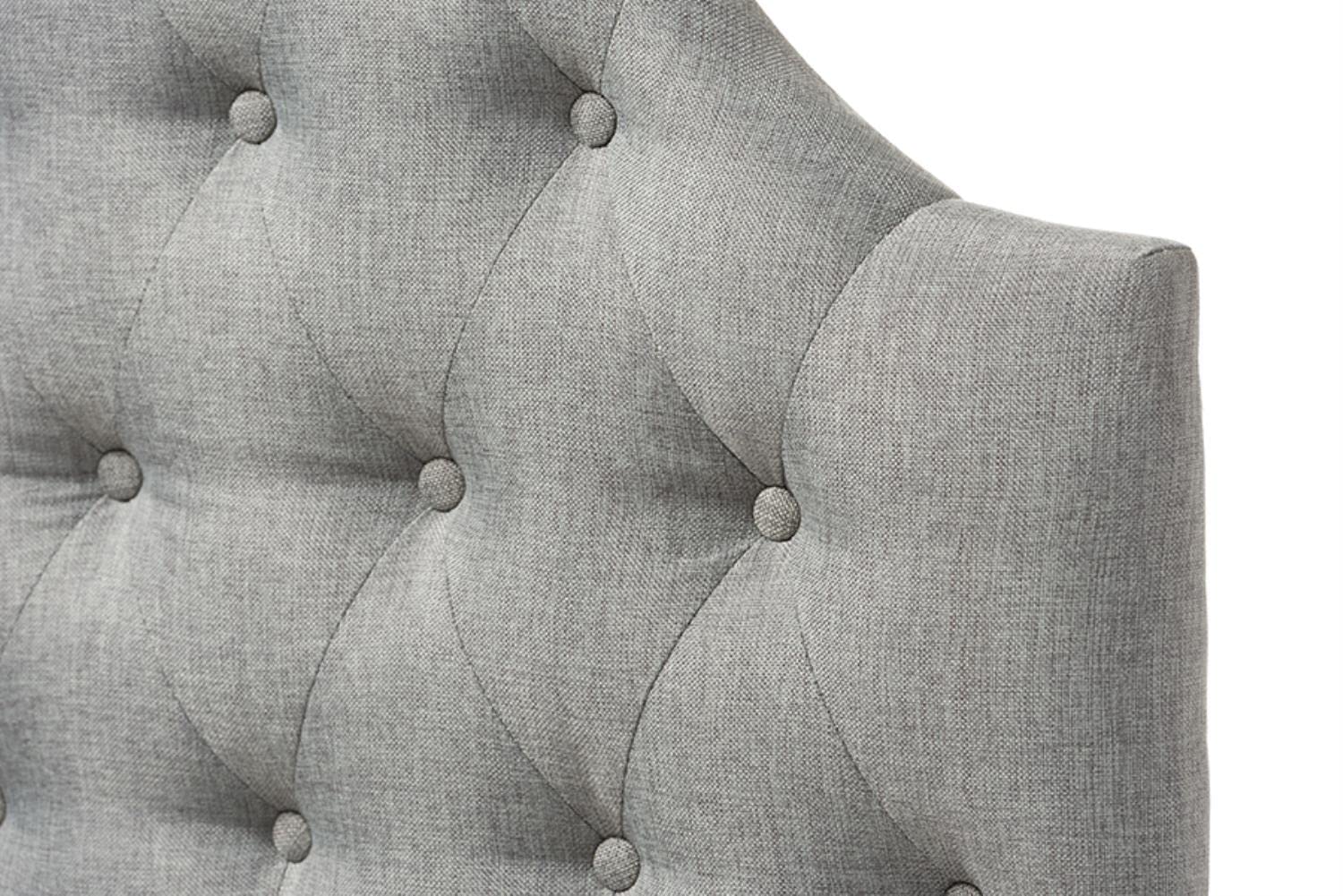 Baxton Studio Morris Modern and Contemporary Grey Fabric Upholstered Button-Tufted Scalloped Twin Size Headboard