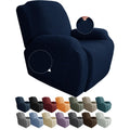 Jiviner Oversized Recliner Chair Covers 4 Piece Stretch Lazy Boy Recliner Sofa Slipcover Jacquard Large Recliner Covers With Elastic Bottom Soft Furniture Protector (Xl Recliner,Navy Blue)