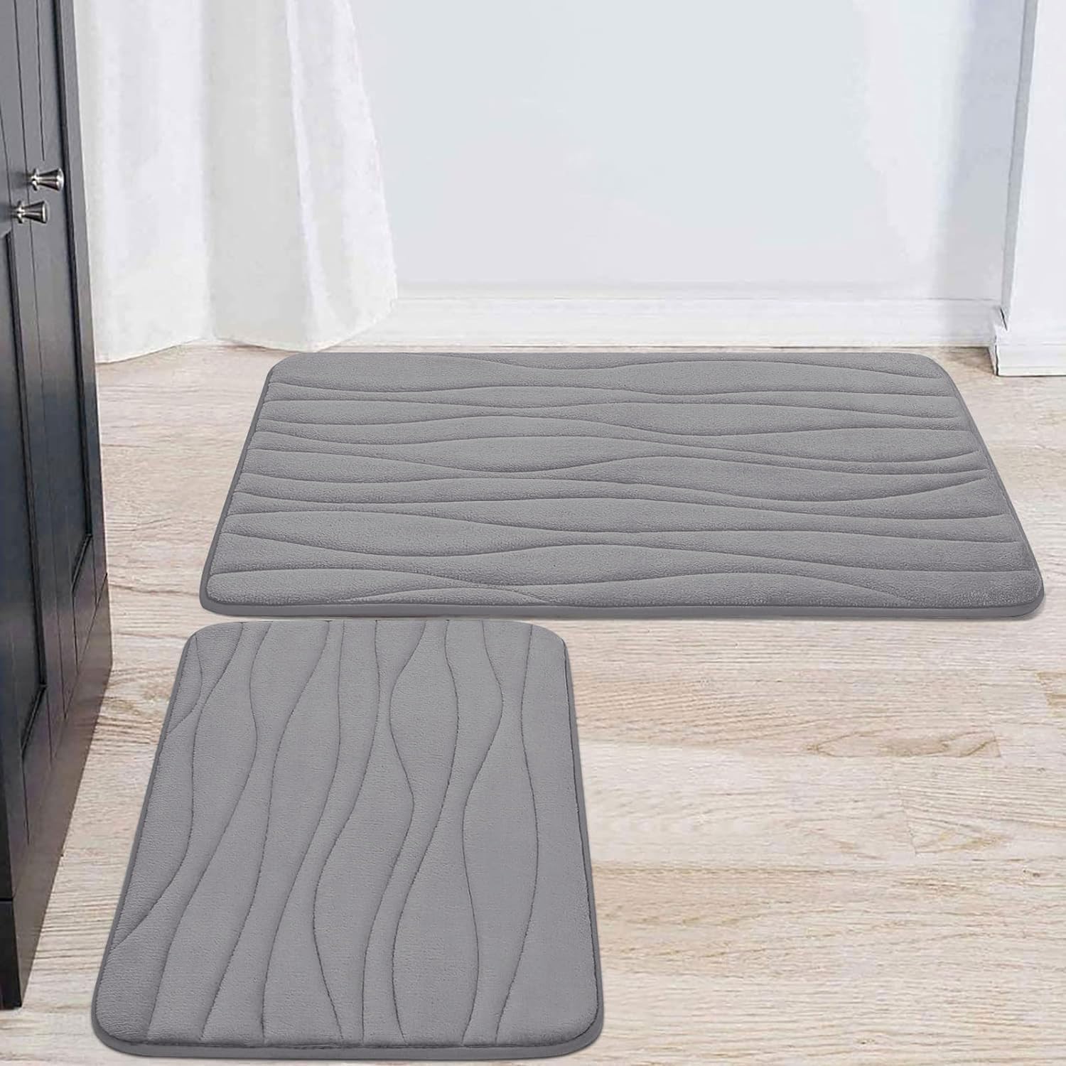 Buganda Memory Foam 2 Pieces Bath Rugs Set  Soft NonSlip Thick Bath Mat and Toilet Rug Mat, Absorbent Washable Bathroom Rugs a