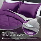 Downluxe Twin Comforter Set - Purple And Grey Twin Comforter, Soft Bedding Comforter Sets For All Seasons, Twin Bed Comforter Set - 2 Pieces - 1 Comforter (66'X92') And 1 Pillow Sham(20'X26')