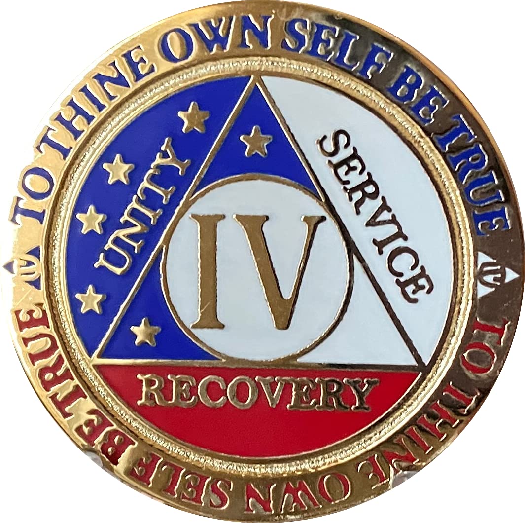 4 Year Aa Medallion Reflex Red White Blue Patriotic Gold Plated Color Chip Stars